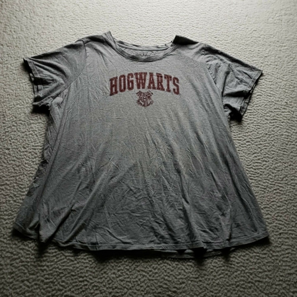 Harry Potter Shirt Womens Plus 3X Gray Crew Neck Short Sleeve Hogwarts Top